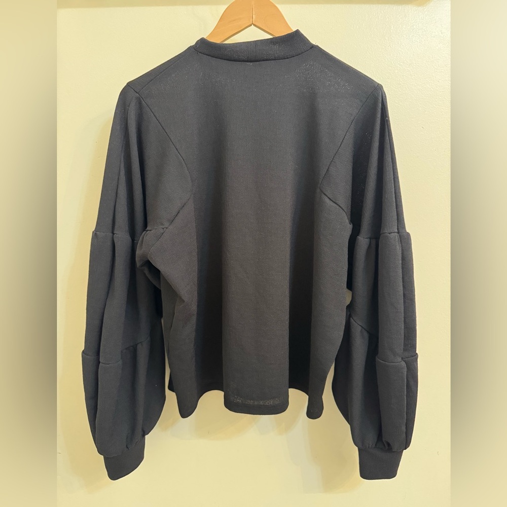 Zara Charcoal Long Sleeve Top with Ruffled Details - Picture 3 of 5